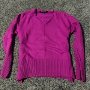 French Connection V-Neck Sweater in Bright Pink
